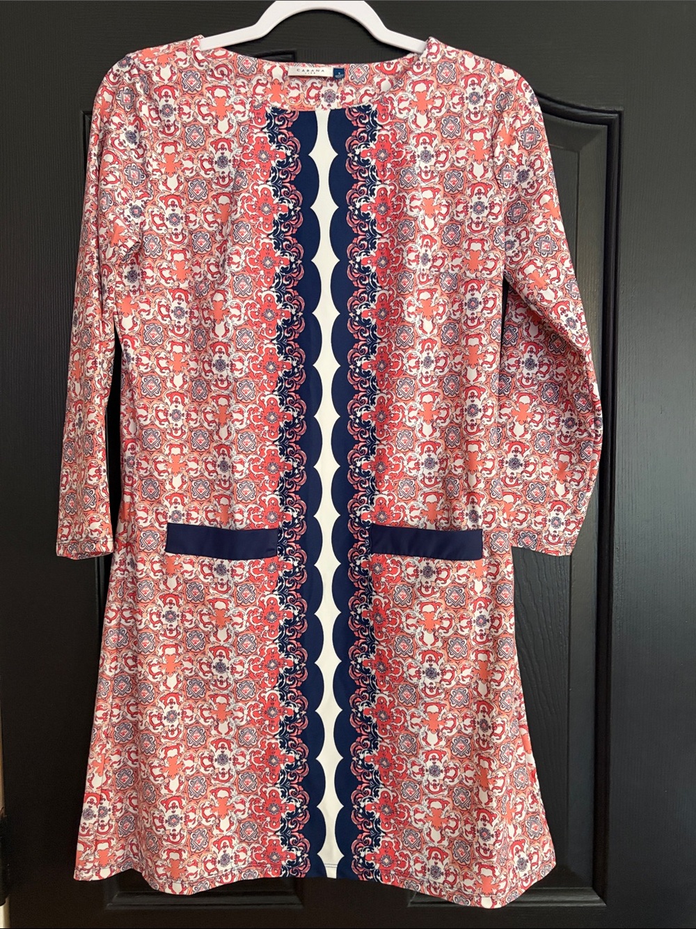 Cabana Life Coral and Navy Printed Dress